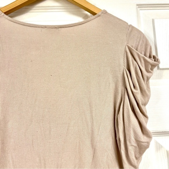 FREE PEOPLE Intimately So Fresh Bodysuit Dust Storm puffed sleeves square neck L - Picture 9 of 10